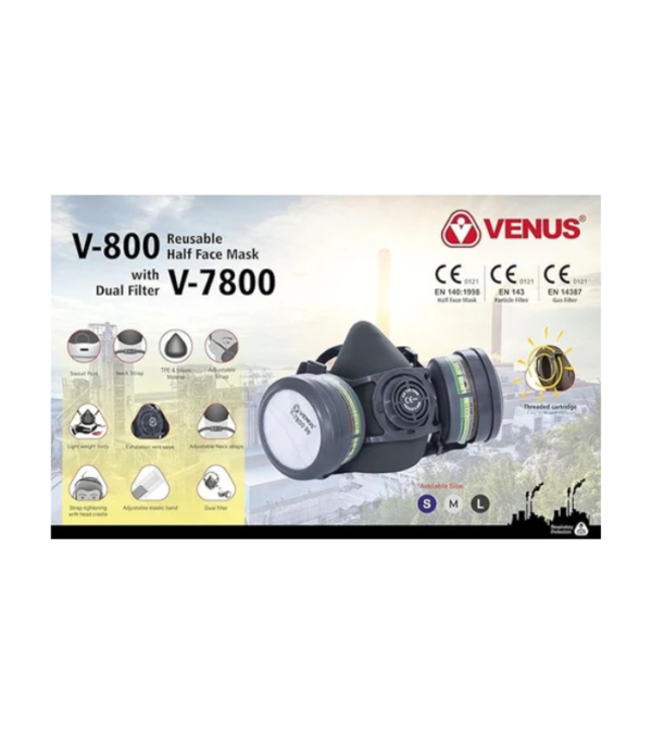 Venus V800 Half Double Reusable Respirator - Image 2