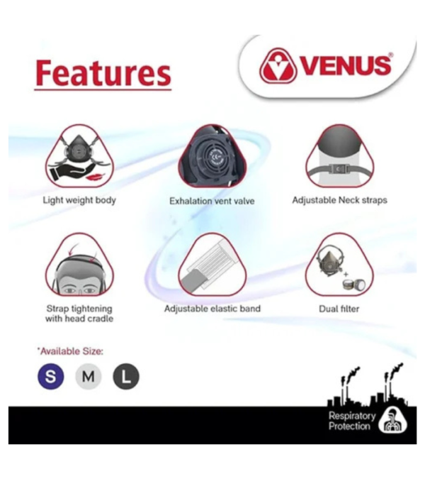 Venus V800 Half Double Reusable Respirator - Image 3